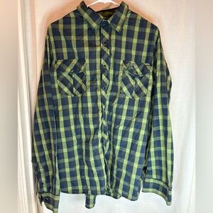 Realtree Green Plaid Long Sleeve Button Up Pearl Snap Shirt Mens 2XL Brushpopper